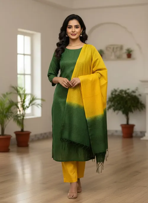 Crafted Semi Tusser Bhagalpuri Suit Set – Elegant Handwoven Charm